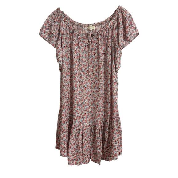 Cynthia Rowley Women L Floral Tassel Stretch Mini Dress Babydoll Boho - Picture 1 of 7